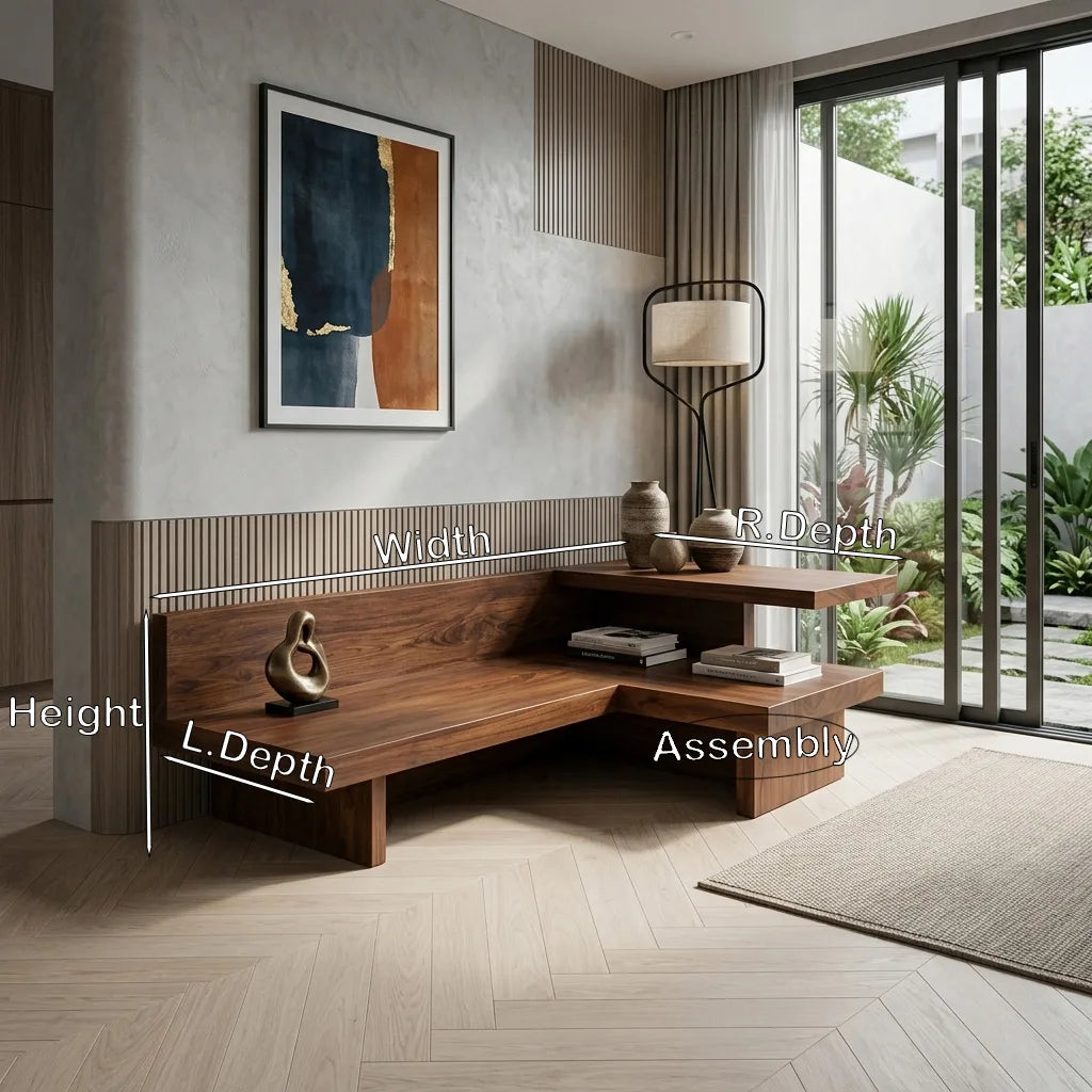 Modern L Shaped Sofa Integrated Shelving For Living Room