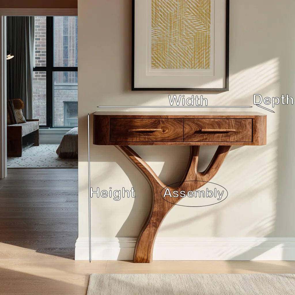 Modern Sculptural Wooden Console Table For Entryway