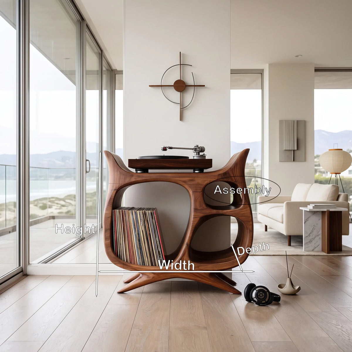 Organic Modern Wooden Record Player Cabinet For Living Room