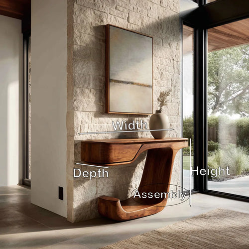 Contemporary Curved Wooden Console Table For Foyer