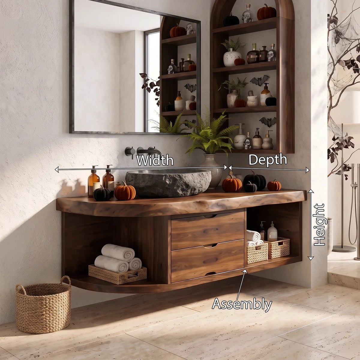 Organic Halloween Floating Bathroom Vanity Modern Bathroom