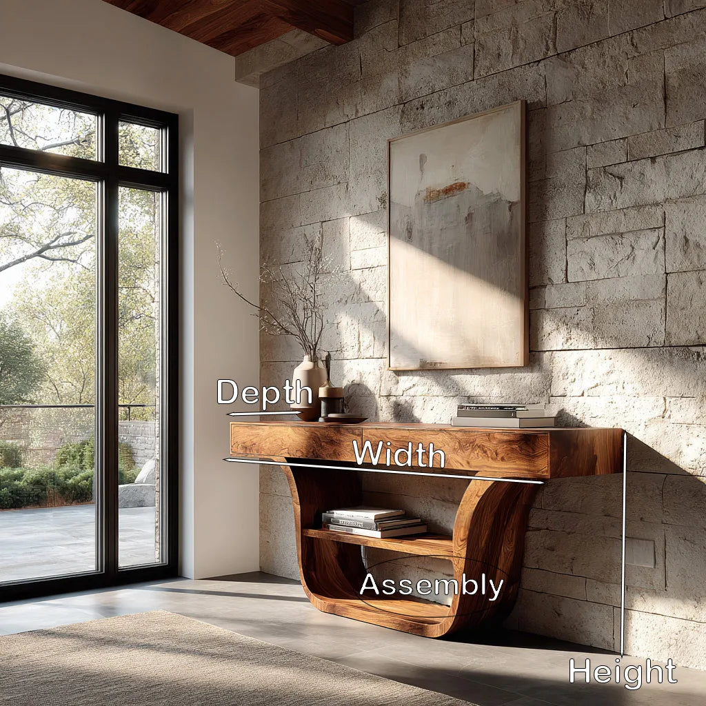 Contemporary Curved Storage Console Table For Entryway