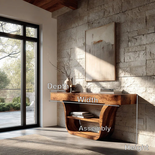 Contemporary Curved Storage Console Table For Entryway