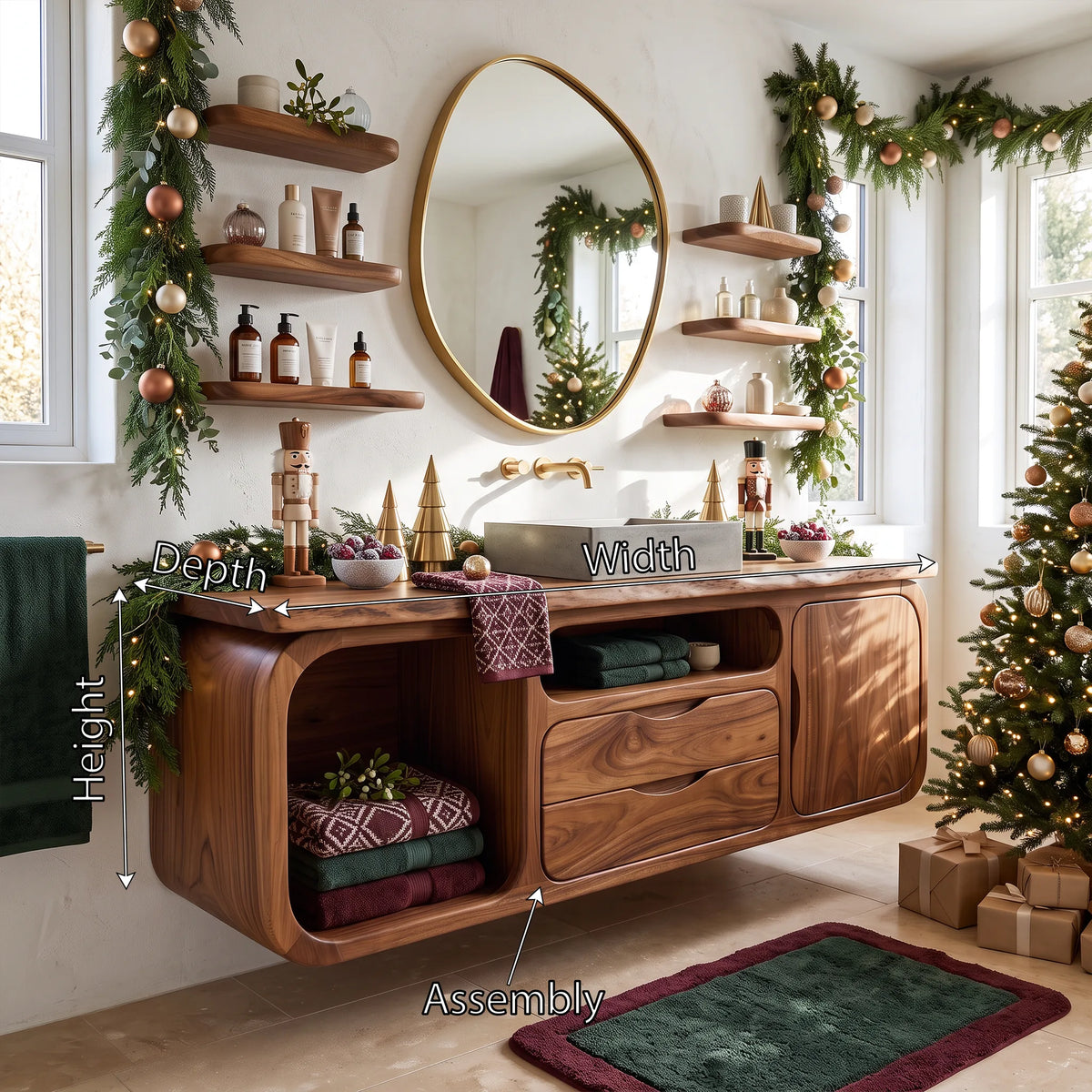 Organic Modern Nutcracker Storage Bathroom Vanity Luxury Villa