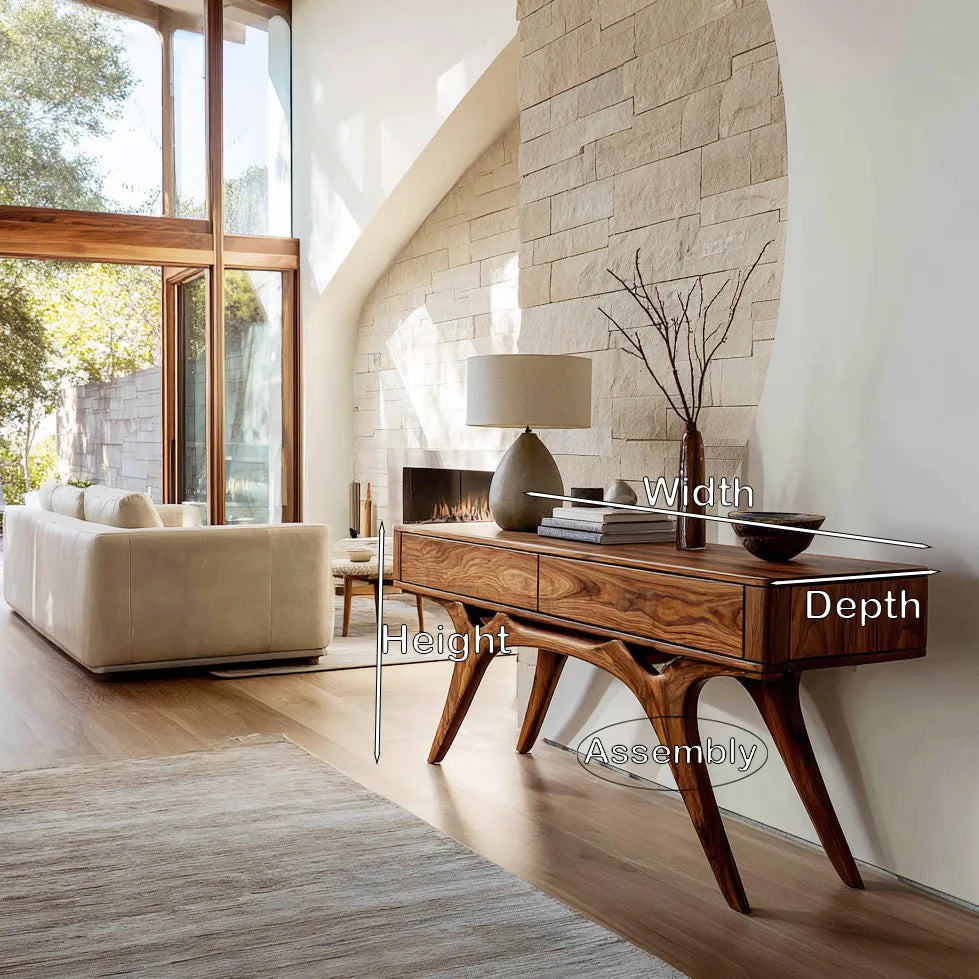 Contemporary Artistic Wooden Console Table For Living Room