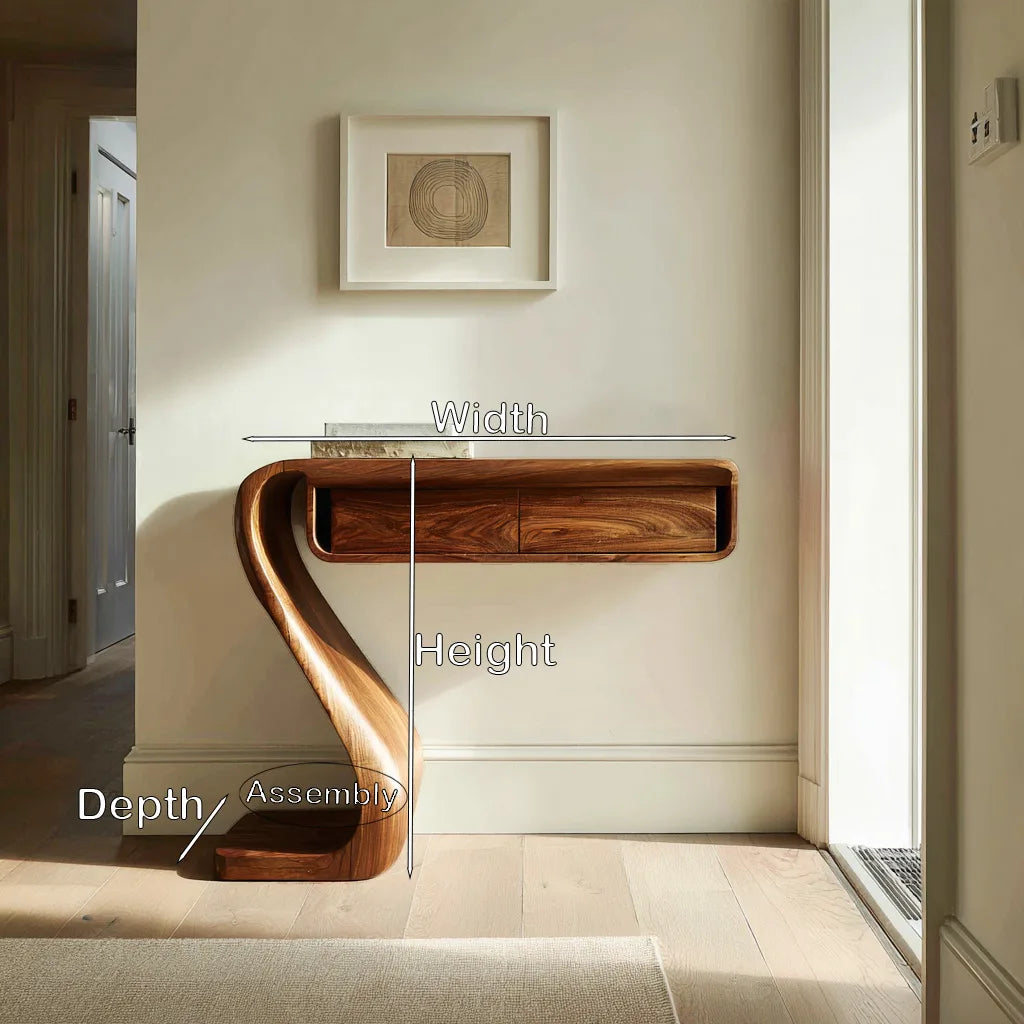 Contemporary Curved Drawer Console Table For Living Room