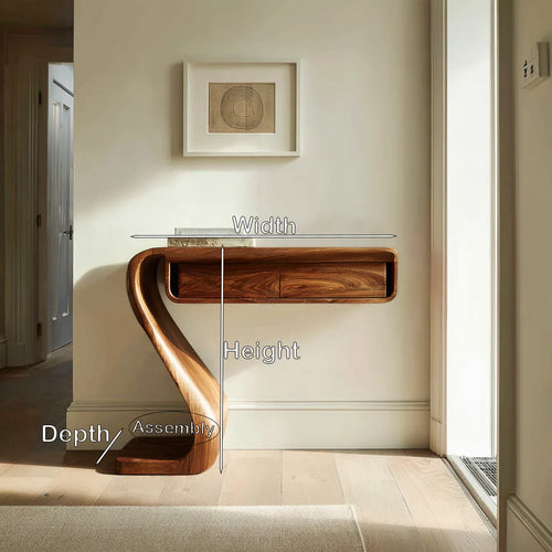 Contemporary Curved Drawer Console Table For Living Room