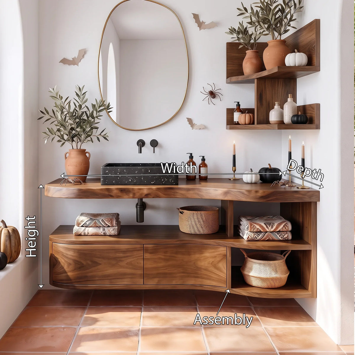 Rustic Skull Floating Bathroom Vanity Modern Bathroom