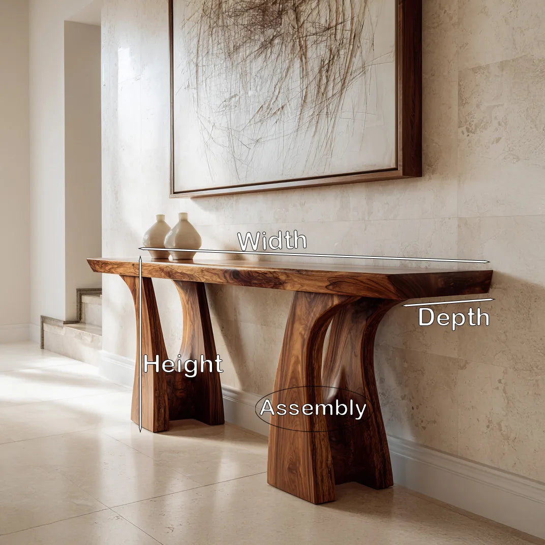 Organic Modern Sculptural Console Table With Curved Legs For Entryway