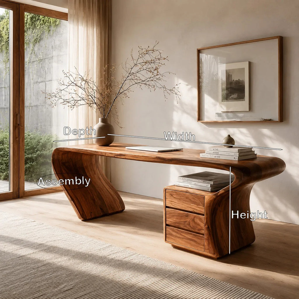 Organic Sculptural Curved Leg Desk For Home Office