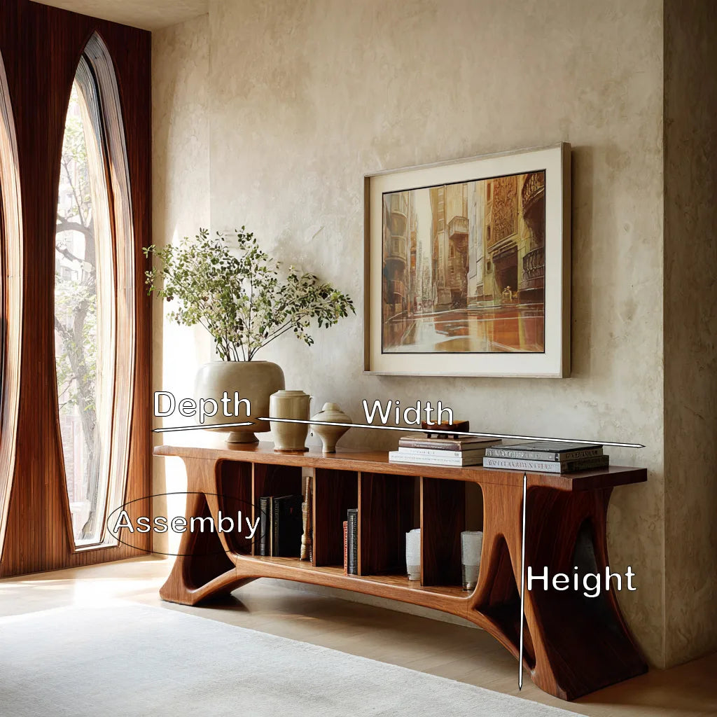 Contemporary Open Shelf Console Table For Living Room