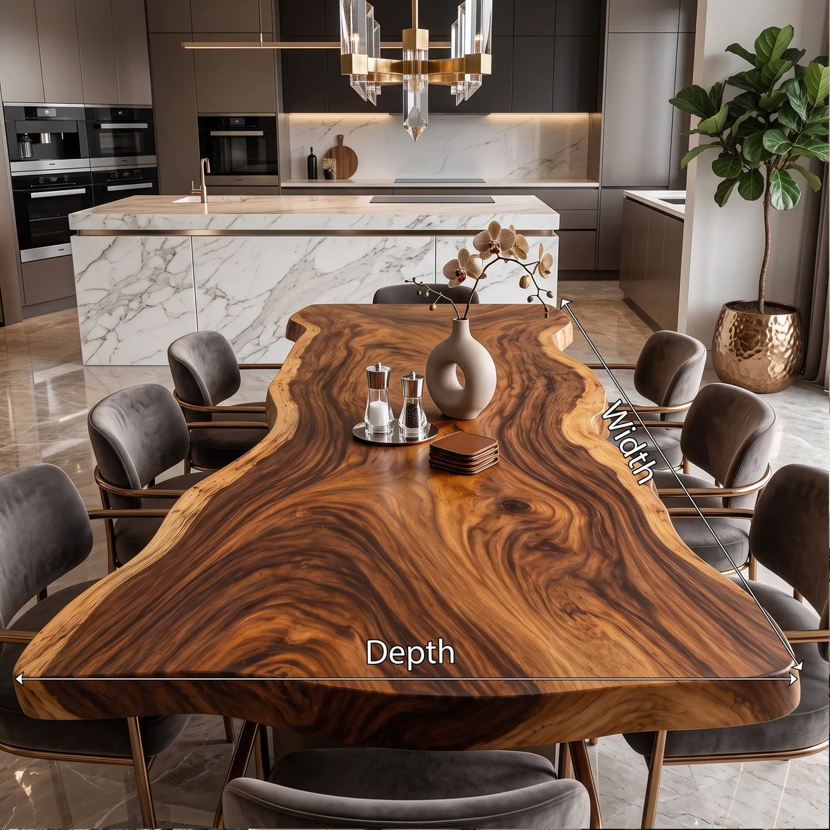 Contemporary Live Edge Wood Table Top Modern Kitchen