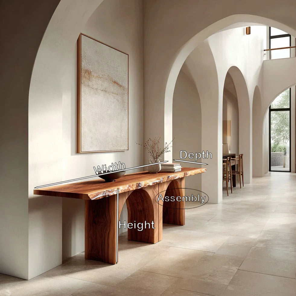 Modern Live Edge Wooden Console Table For Hallway
