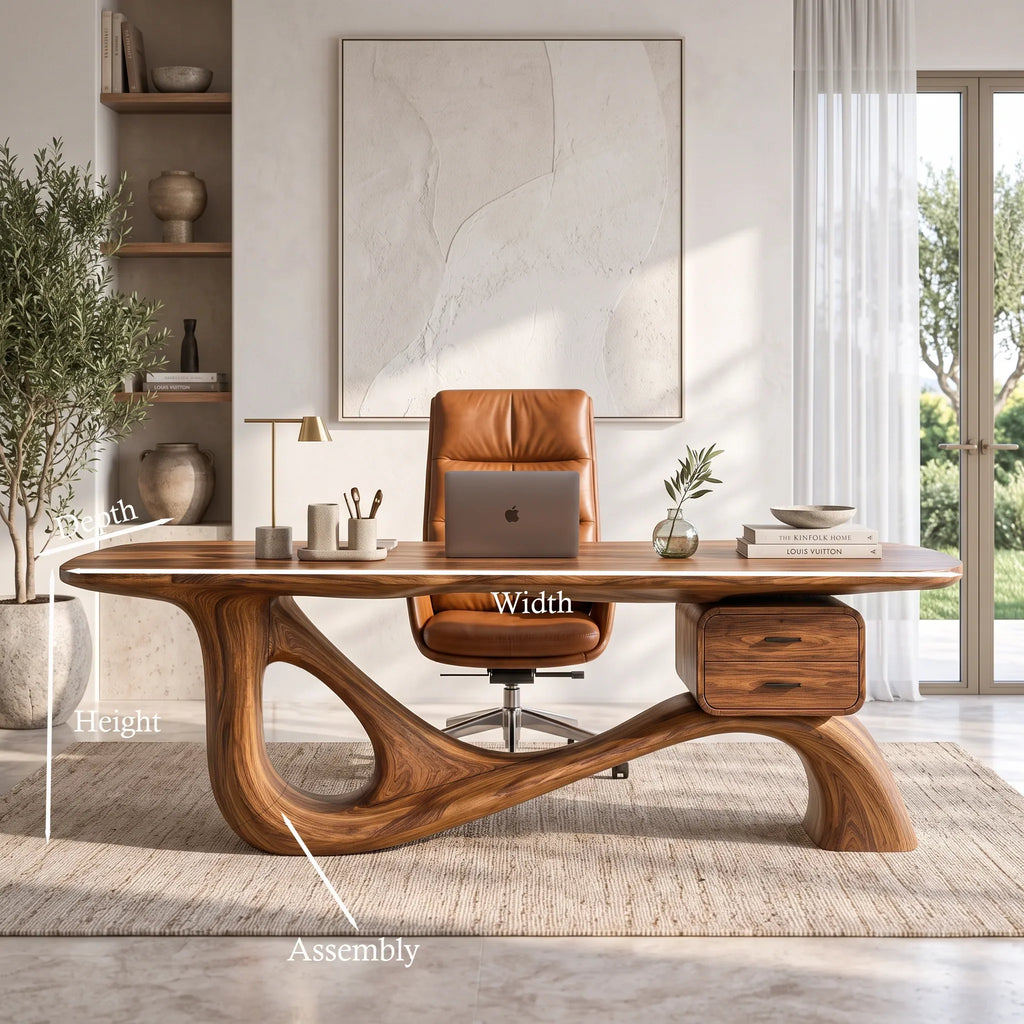 Organic Modern Executive Desk Drawer Pedestal For Designer Office