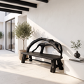 Rustic Halloween Patio Bench With Carved Vine Inspired Back For Porch