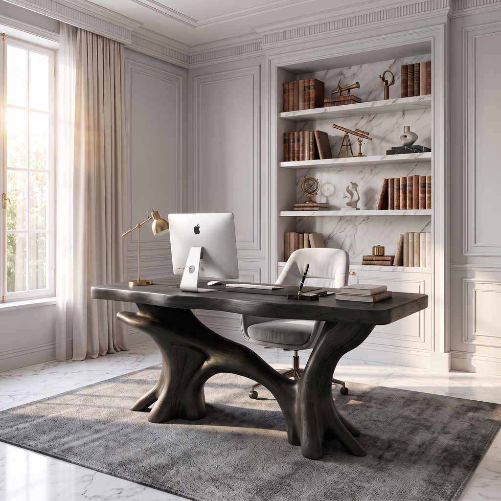 Modern Executive Desk With Sculptural Tree Root Base For Office