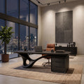 Modern Executive Desk Curved Base With Drawers For Home Office
