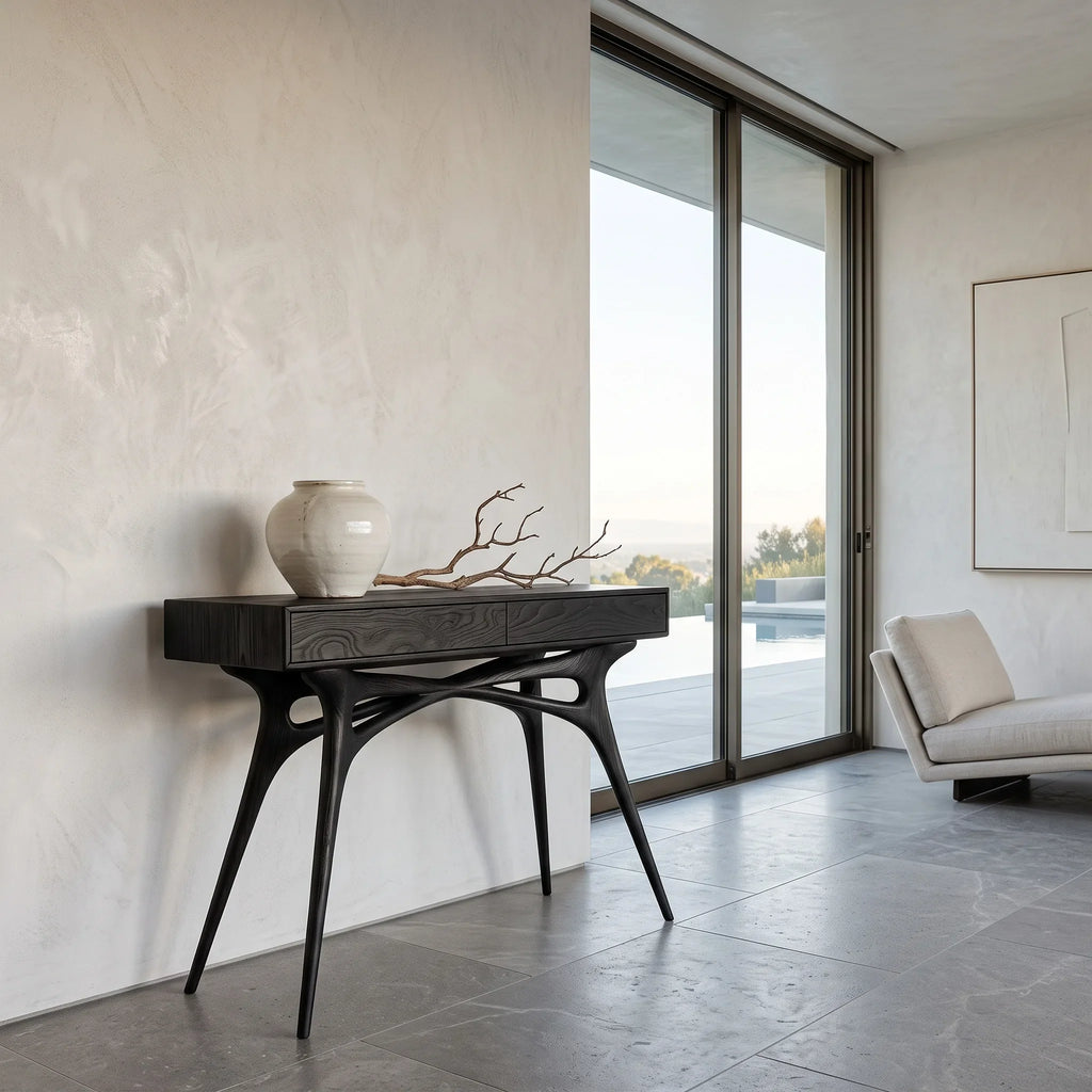 Contemporary Sculptural Console Table With Drawers For Hallway