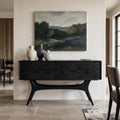 Organic Modern Curved Drawer Console Table For Entryway