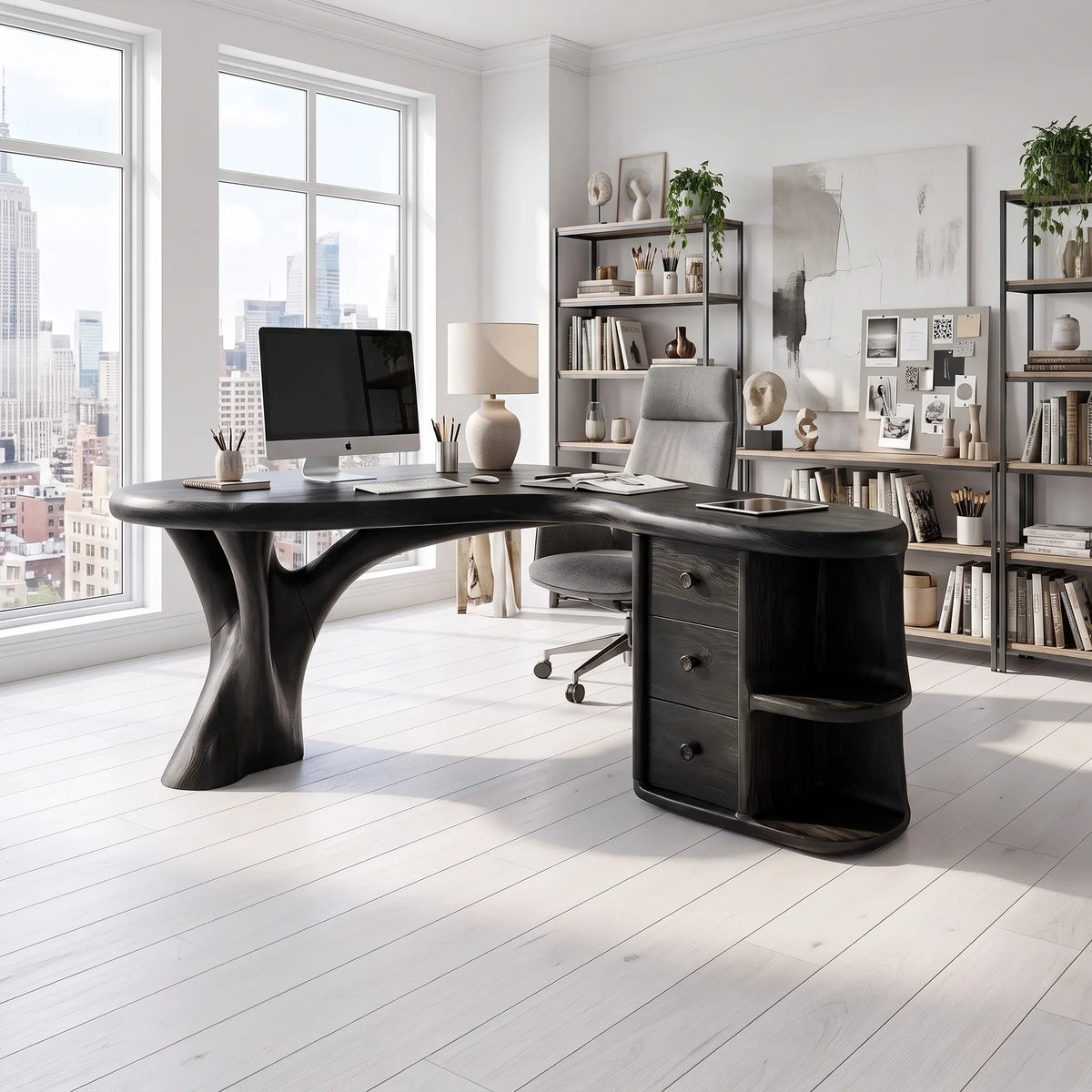 Organic Office Desk Executive Desk Writing Desk With Three Drawers For Executive Office