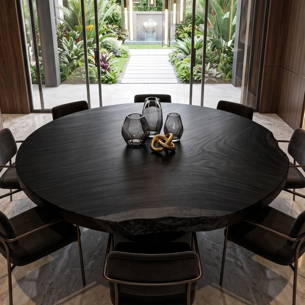 Organic Modern Round Dining Table Top Poolside Patio