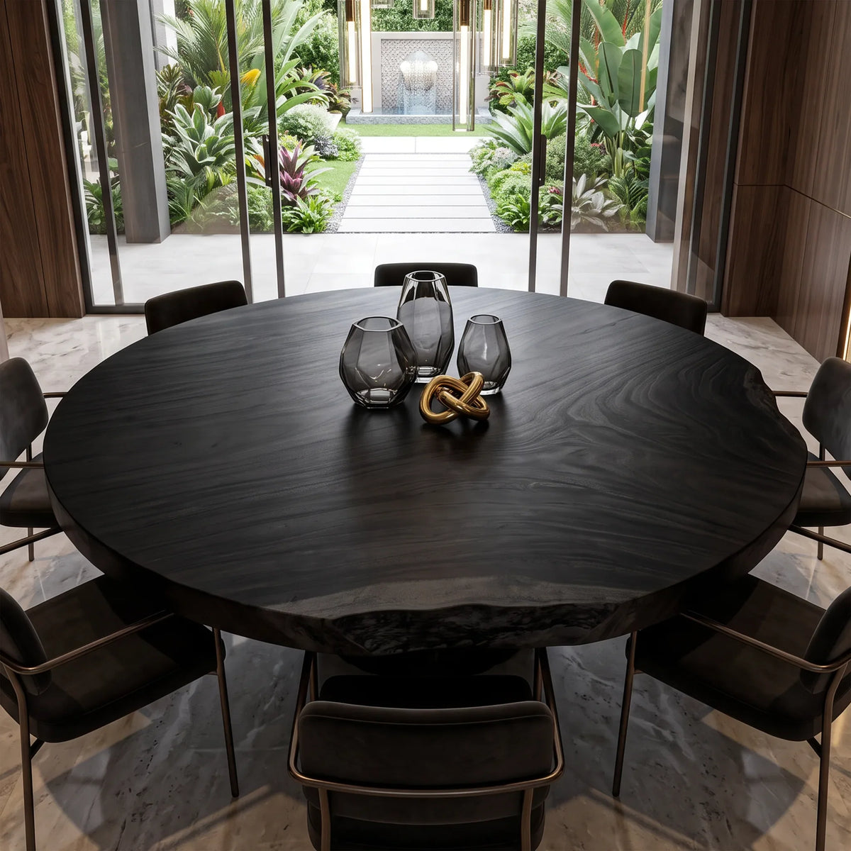 Organic Modern Round Dining Table Top Poolside Patio