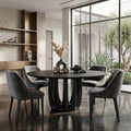 Modern Curved Pedestal Round Dining Table For Dining Room