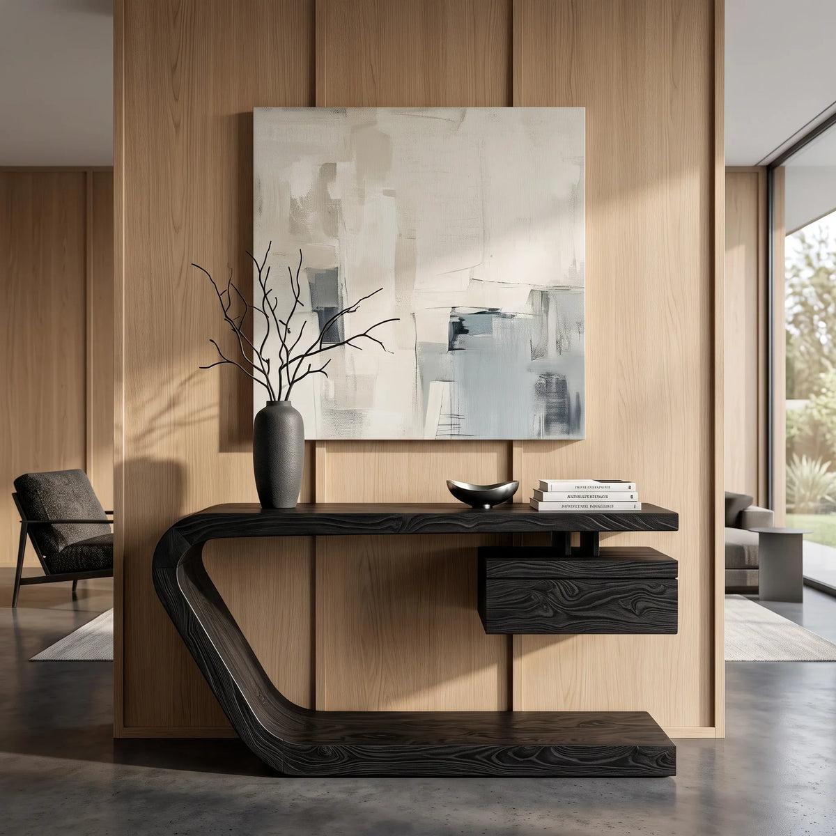 Contemporary Floating Drawer Console Table For Entryway