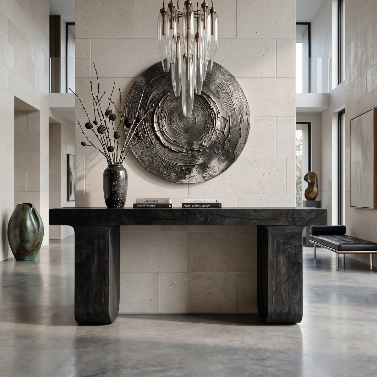 Contemporary Console Table With Geometric Legs For Entryway