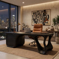 Luxury Executive Desk Sculptural Base With Storage Modern Office