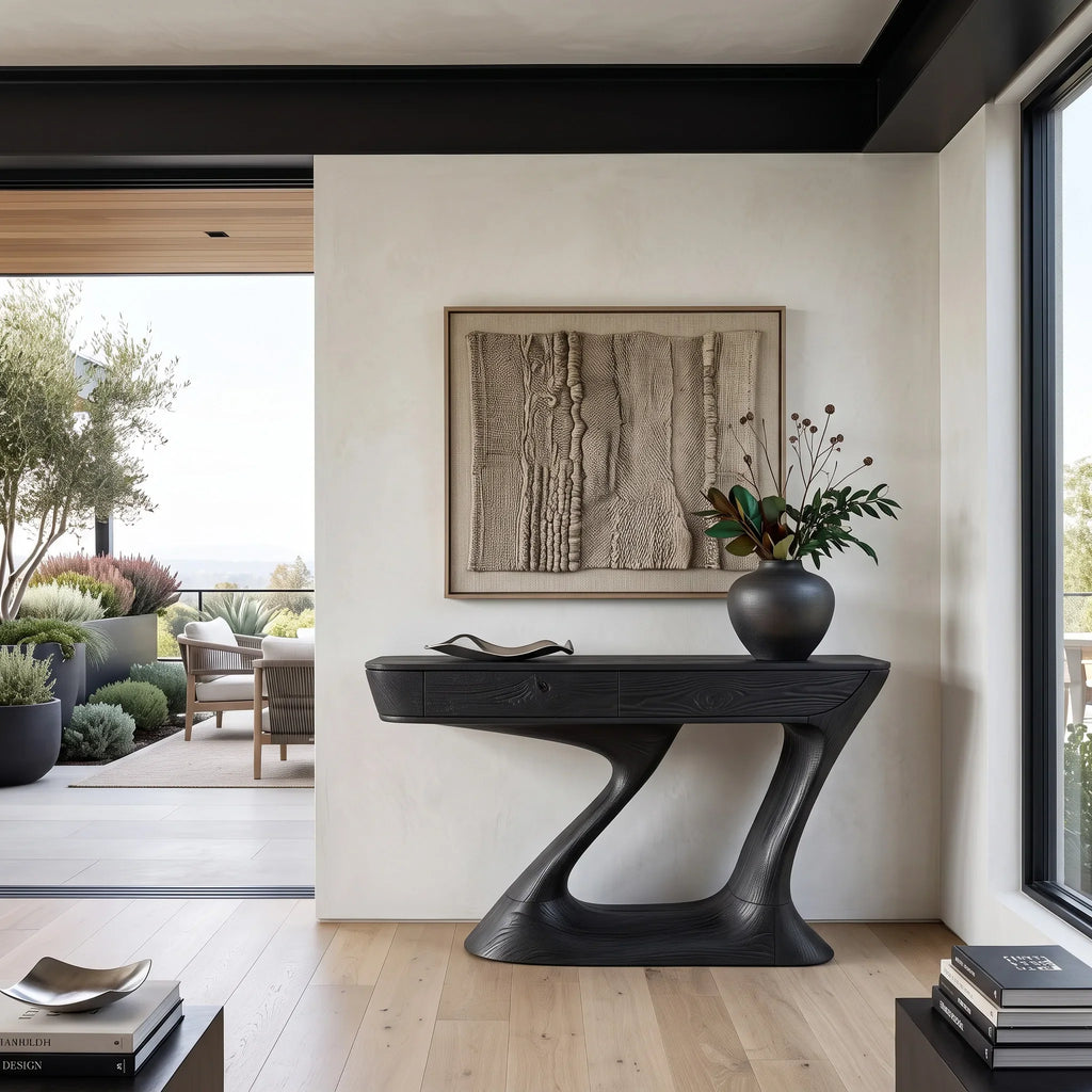 Contemporary Sculptural Drawer Console Table For Entryway