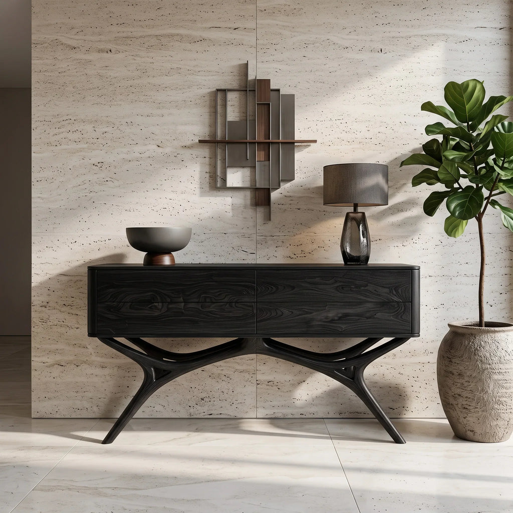 Modern Organic Wooden Console Table For Foyer