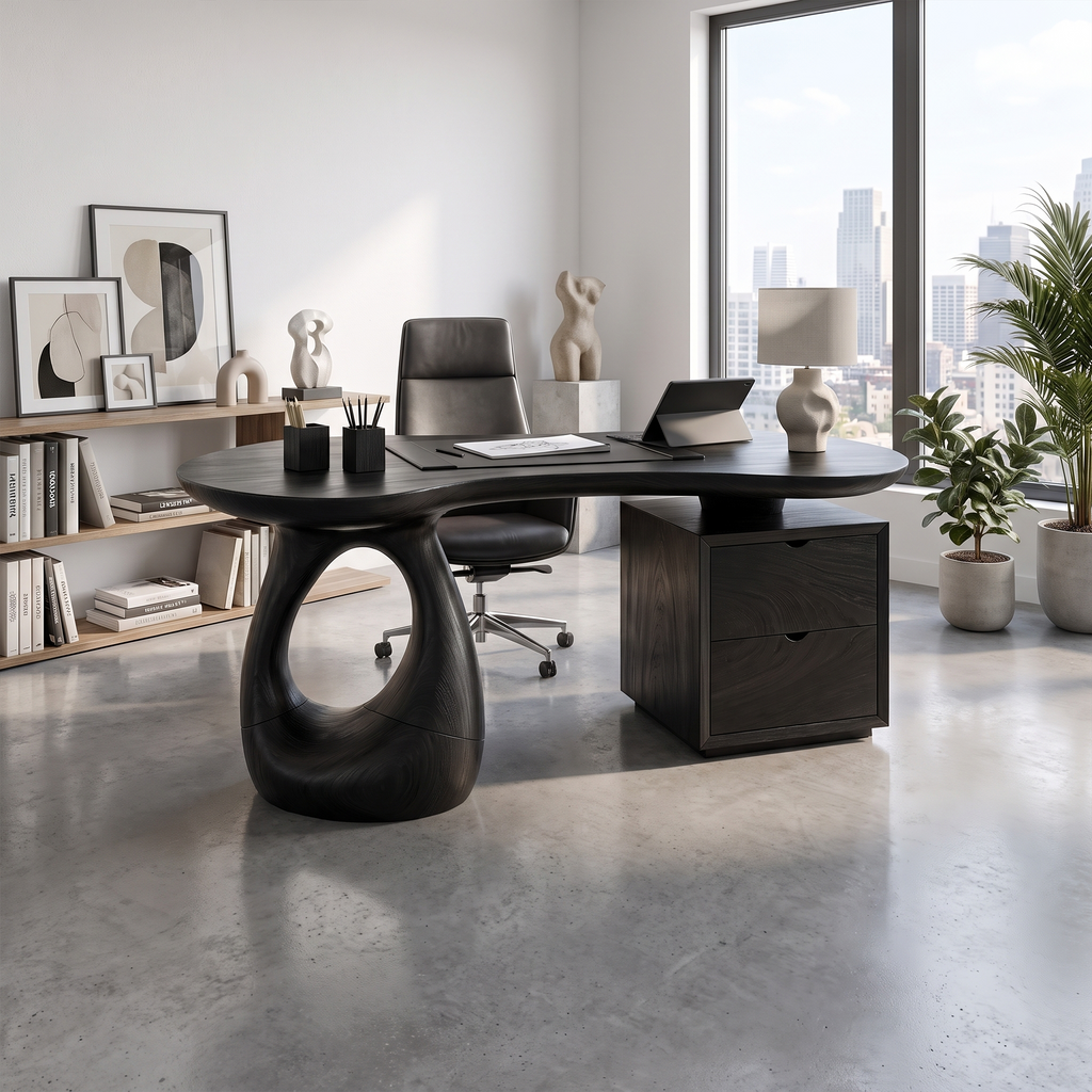 Organic Executive Desk Office Desk Writing Desk Sculptural Open Base For Home Office