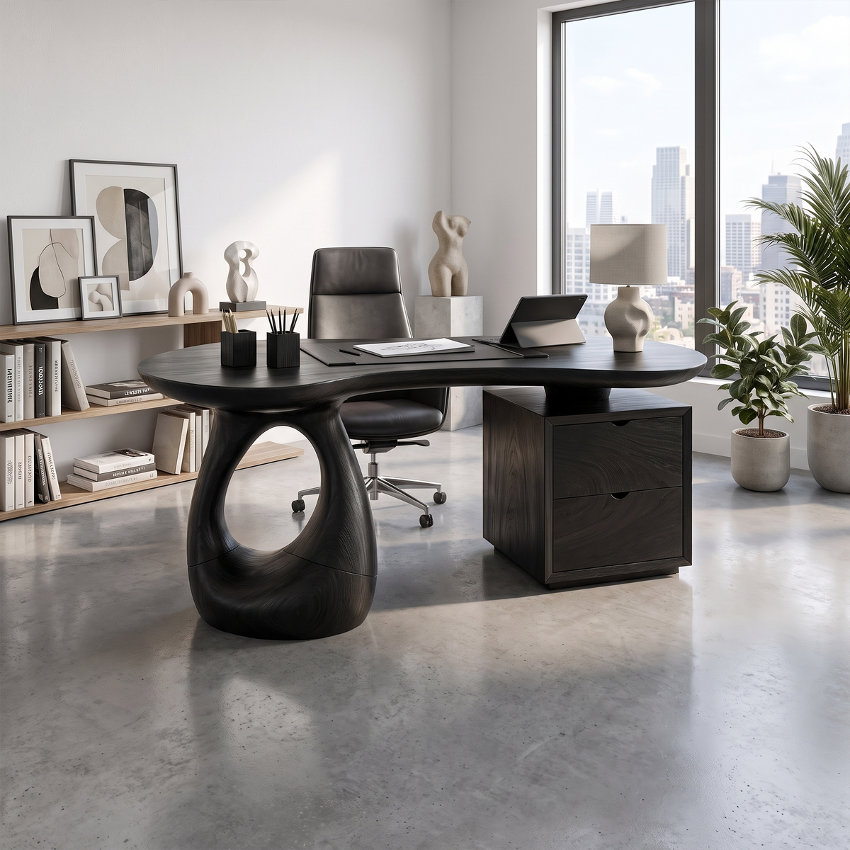 Organic Executive Desk Office Desk Writing Desk Sculptural Open Base For Home Office