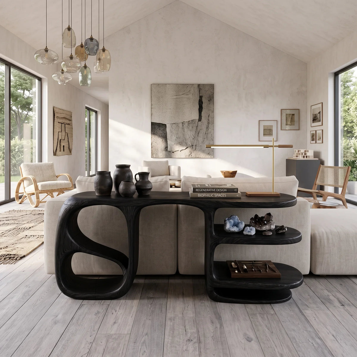 Organic Double Loop Console For Contemporary Living Room