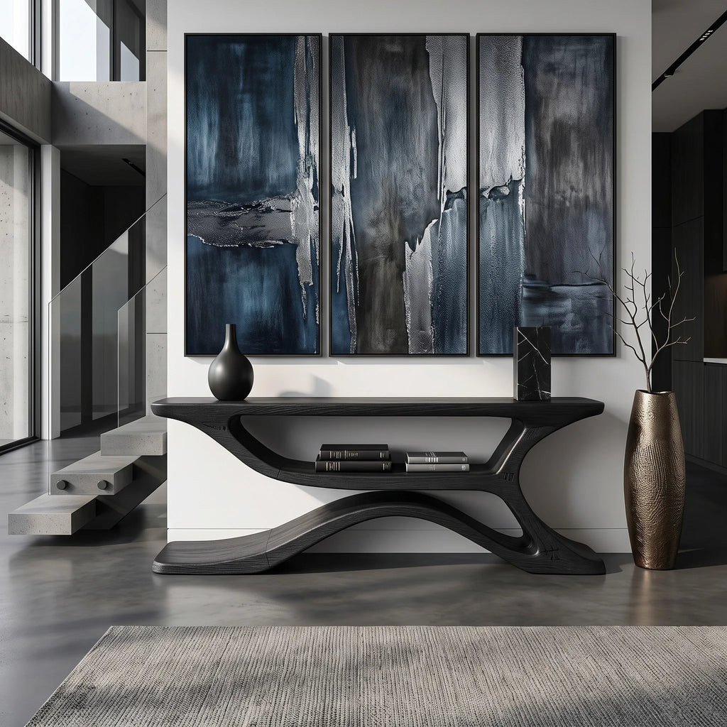 Organic Sculptural Open Shelf Console Table For Living Room