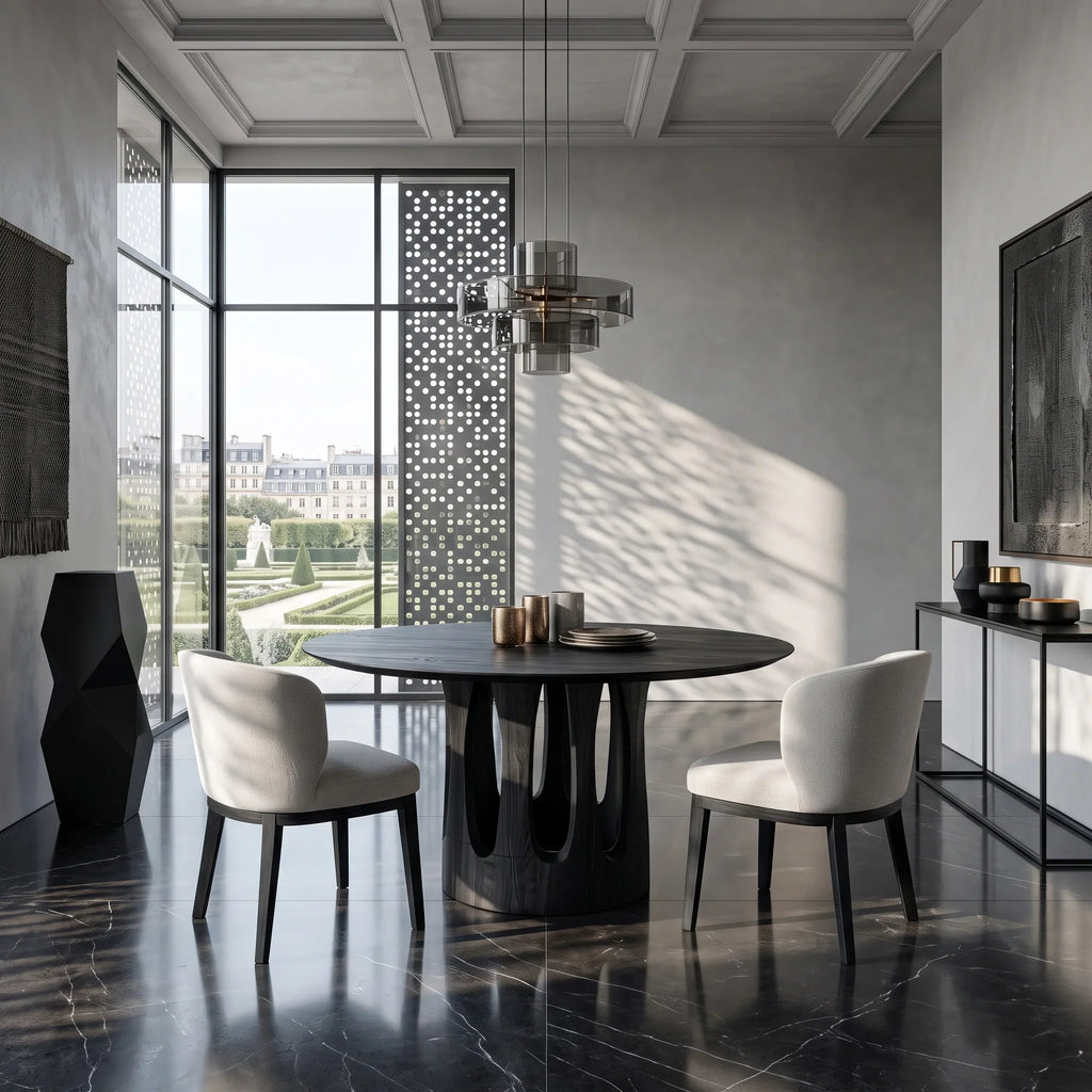 Contemporary Curved Pedestal Round Dining Table For Dining Room