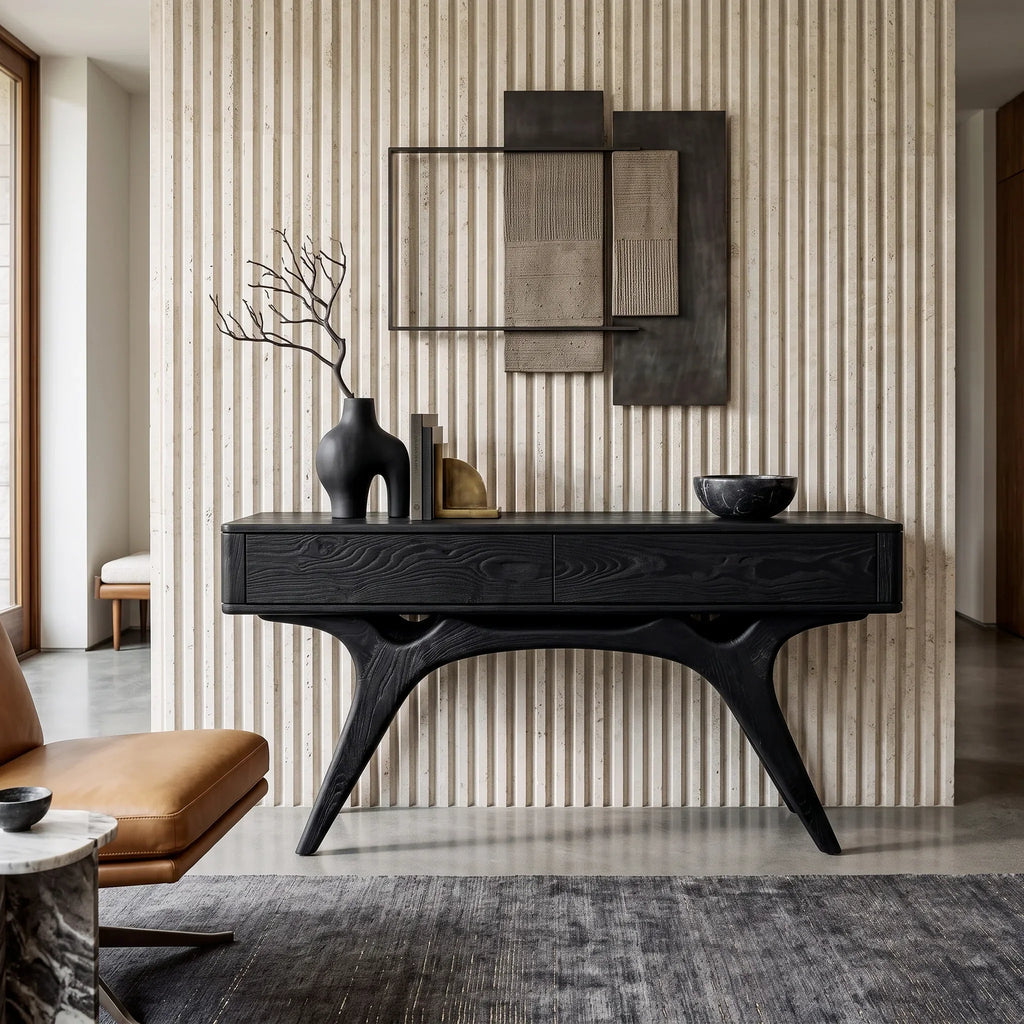 Contemporary Artistic Wooden Console Table For Living Room