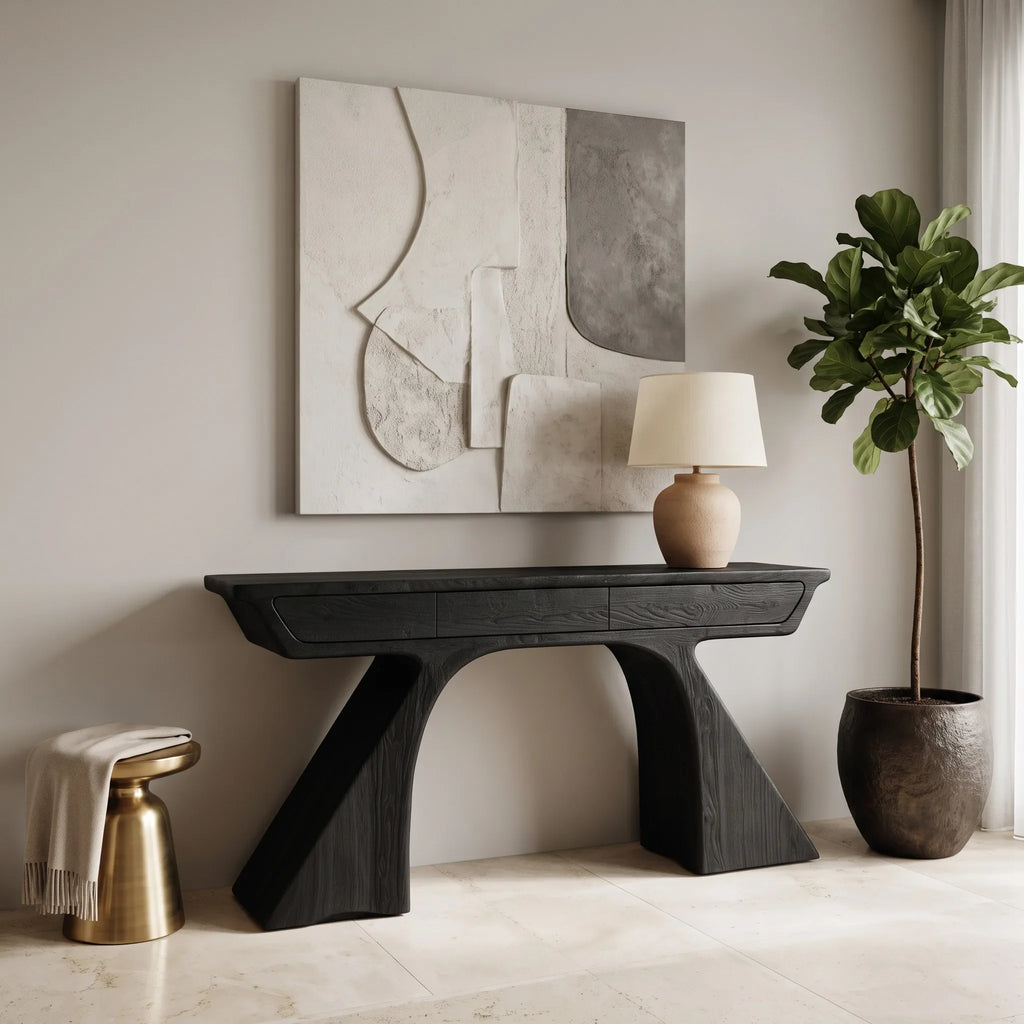 Modern Sculptural Drawer Console Table For Entryway
