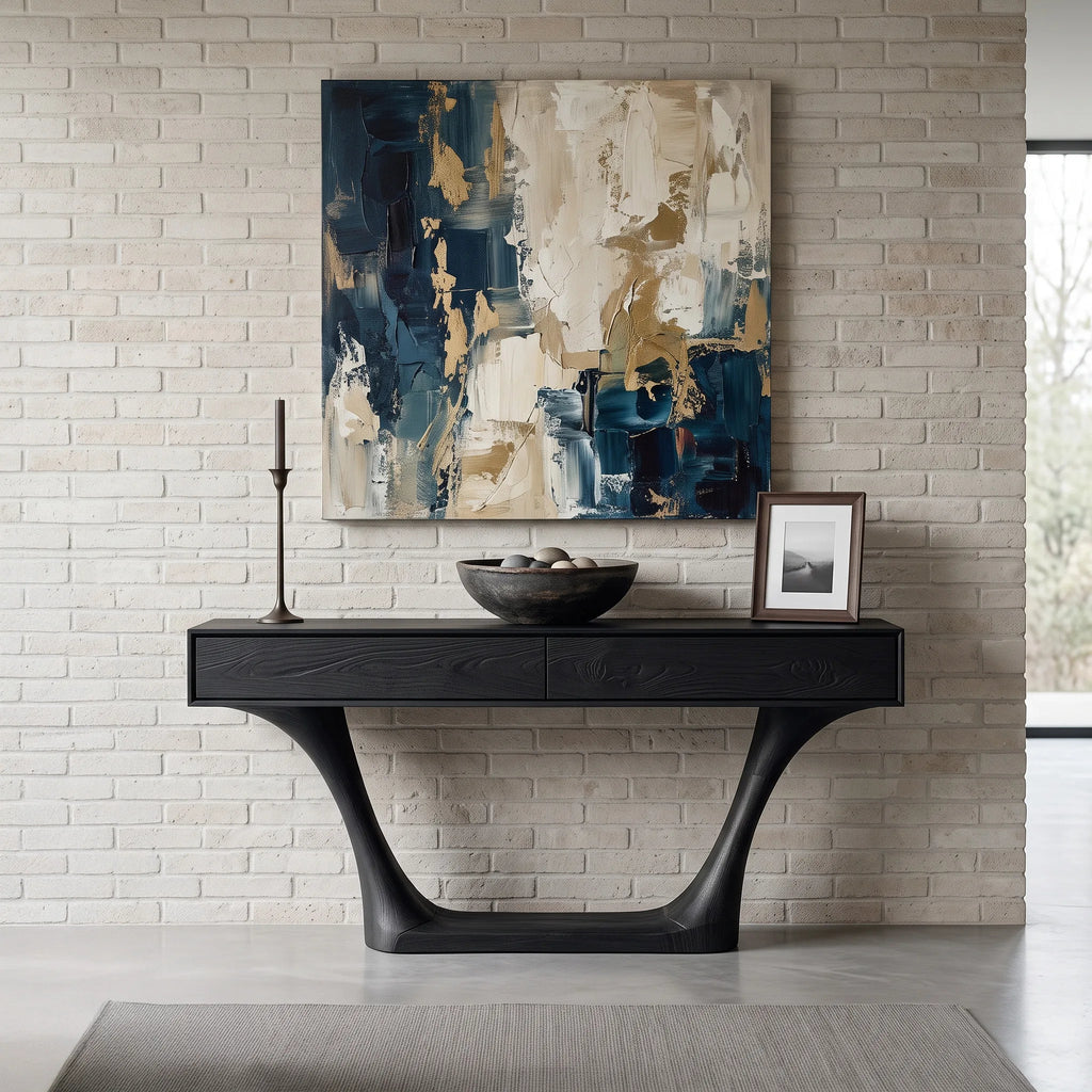 Minimalist Sculptural Drawer Console Table For Entryway