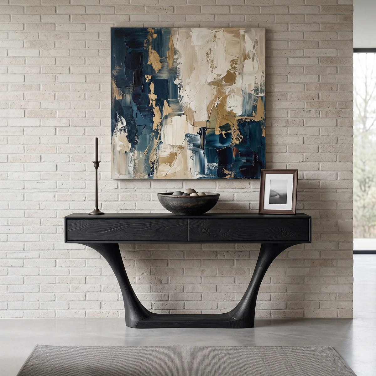 Minimalist Sculptural Drawer Console Table For Entryway