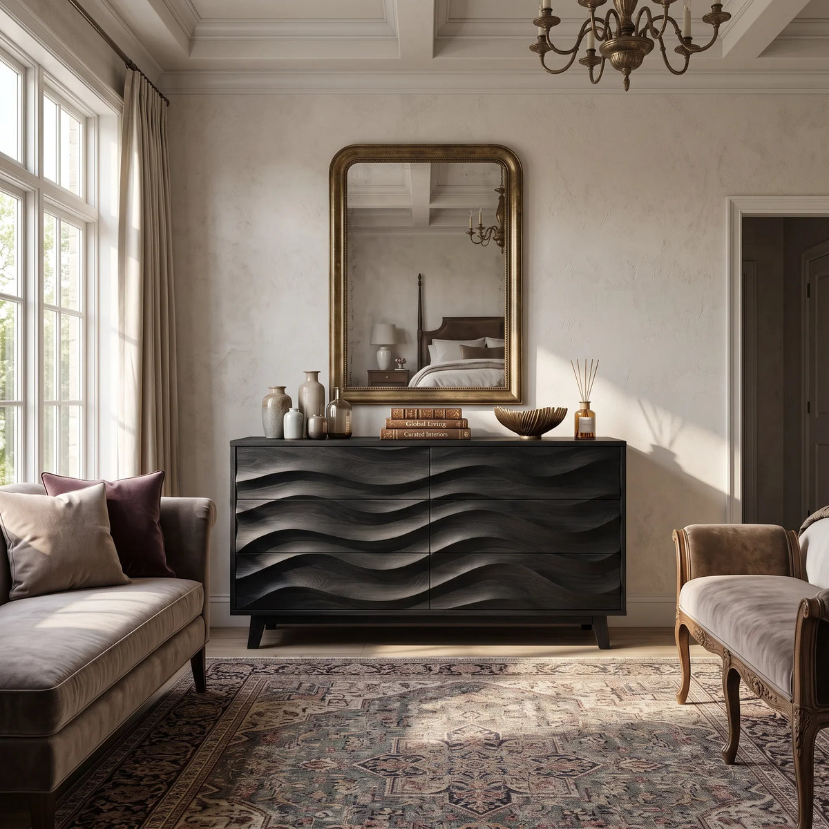 Organic Layered Bedroom Dresser For Cozy Interior