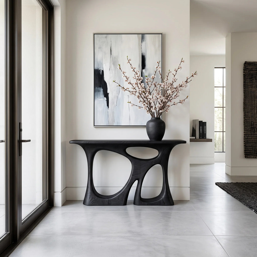 Modern Sculptural Open Frame Console Table For Entryway