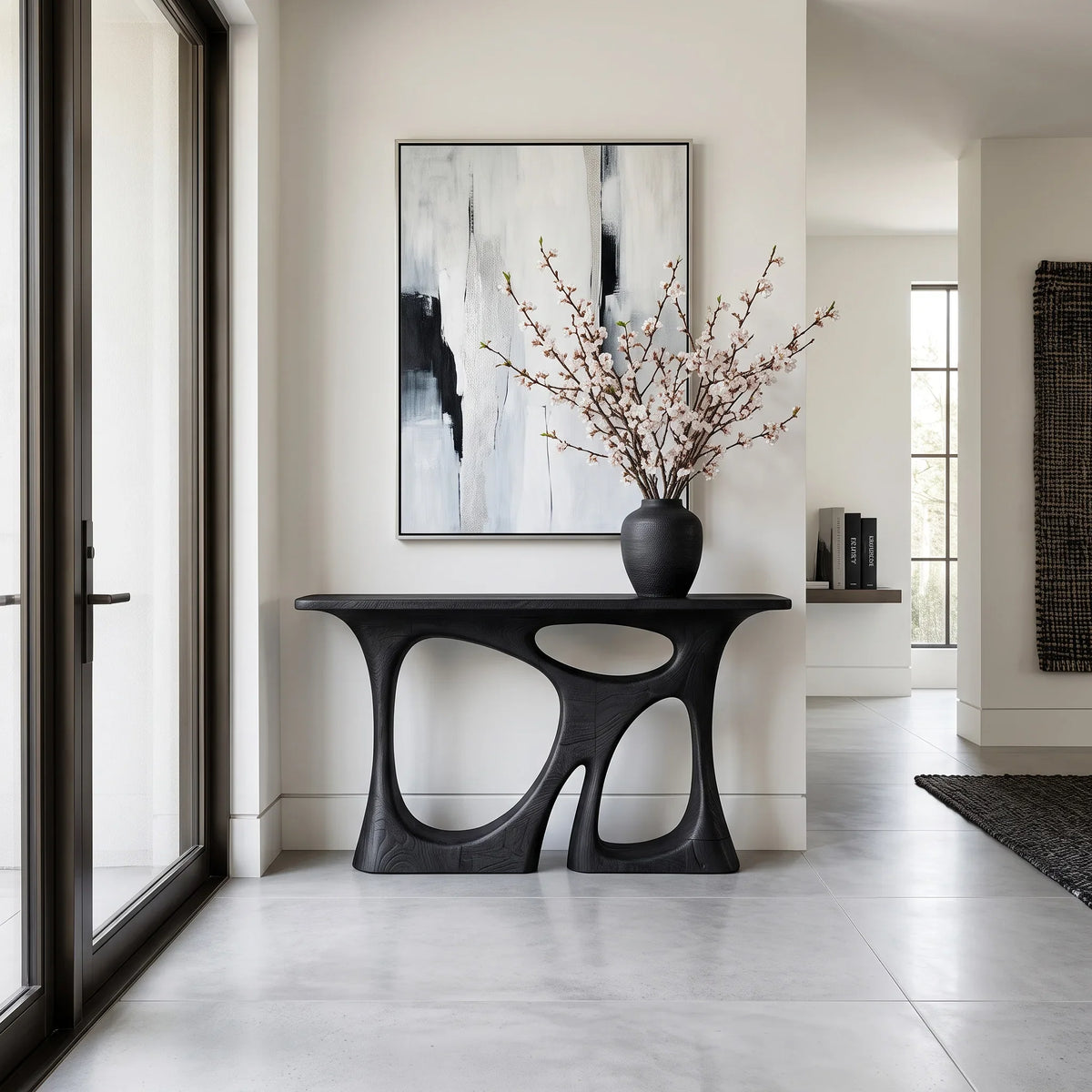 Modern Sculptural Open Frame Console Table For Entryway