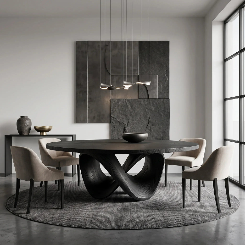 Modern Sculptural Base Round Dining Table For Dining Room