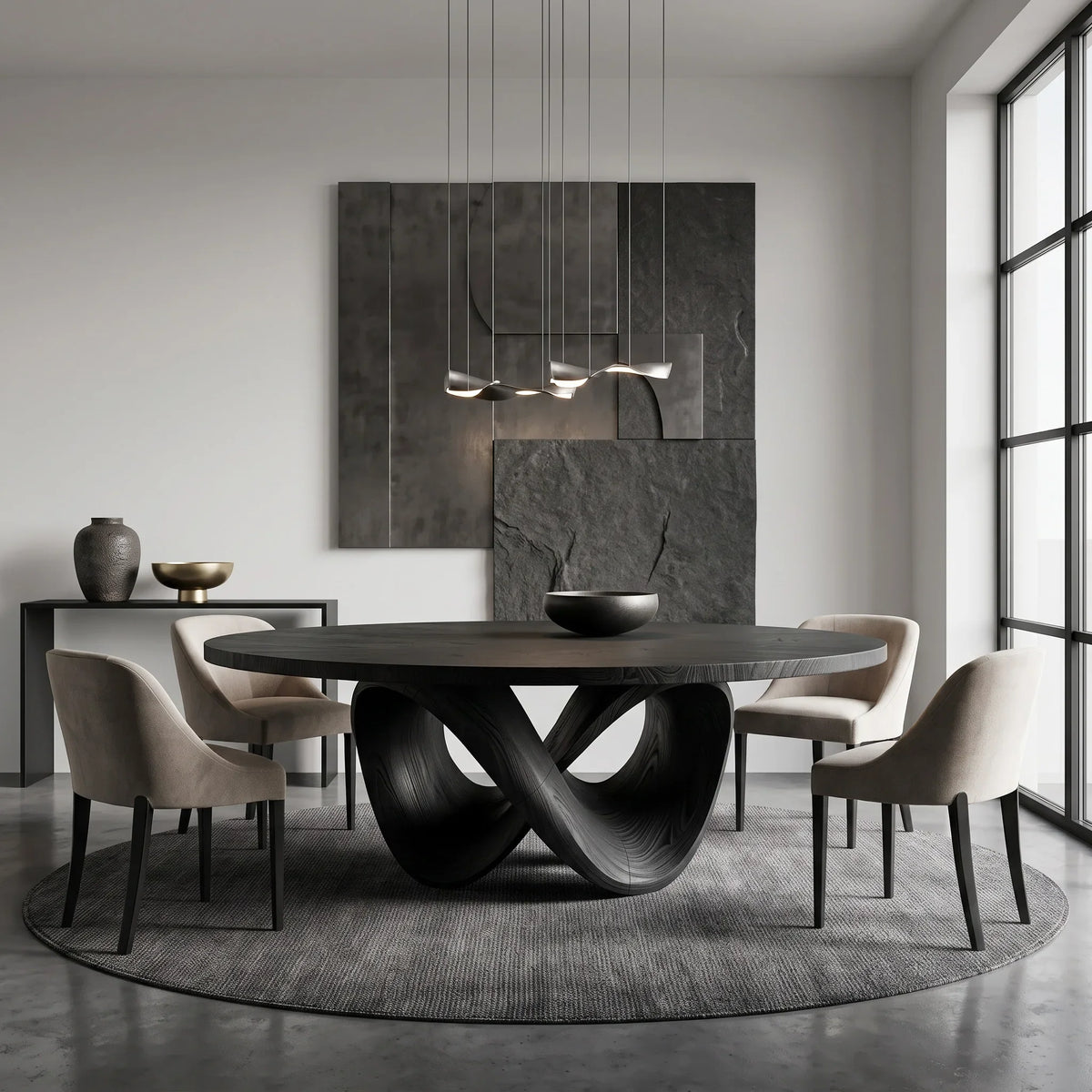Modern Sculptural Base Round Dining Table For Dining Room