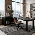 Rustic Live Edge L-Shaped Desk For Home Office