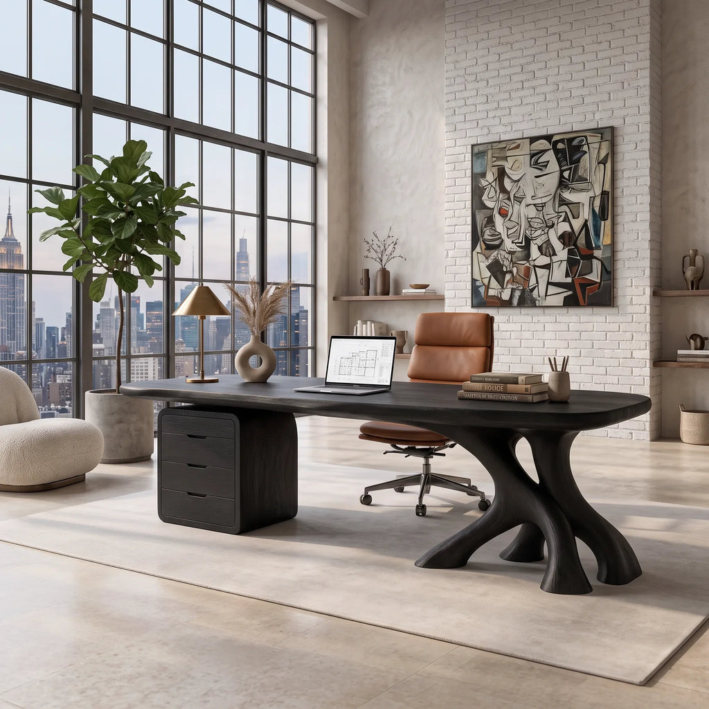 Modern Executive Desk Sculptural Base With Drawers Executive Office