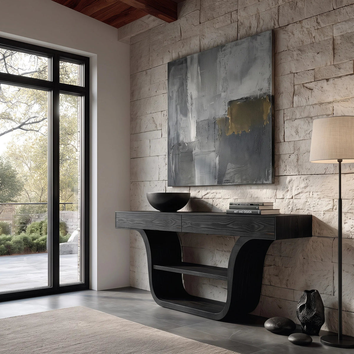 Contemporary Curved Storage Console Table For Entryway