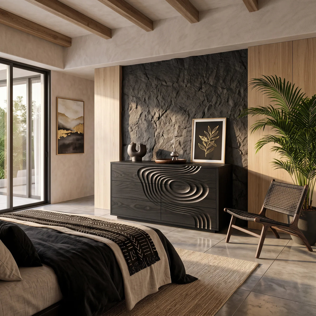 Organic Ripple Dresser For Contemporary Bedroom Interior